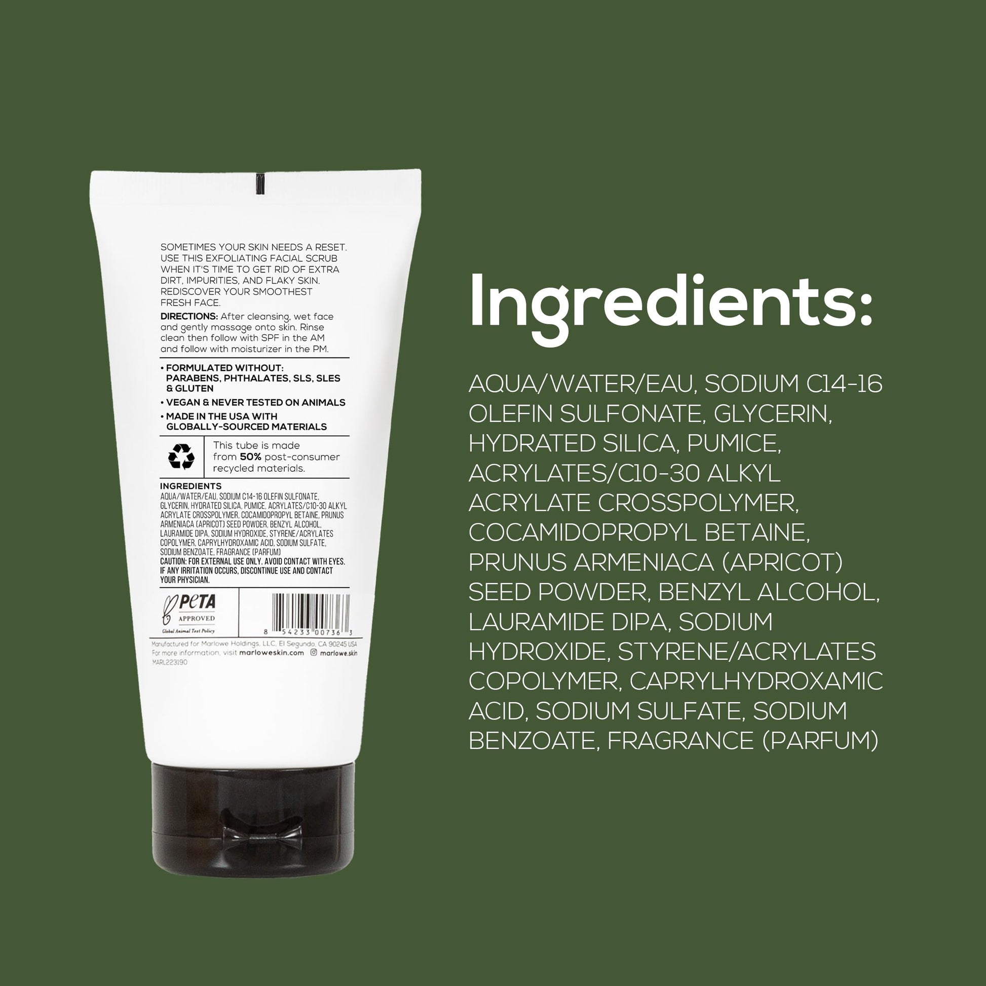 Authentic Marlowe daily exfoliating cleanser bottle close up