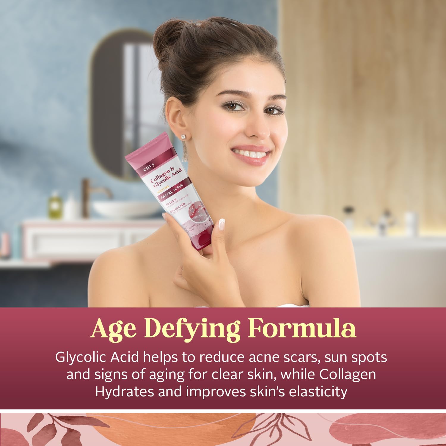 Envy dark spot improving scrub showing fluid ounce product measurements