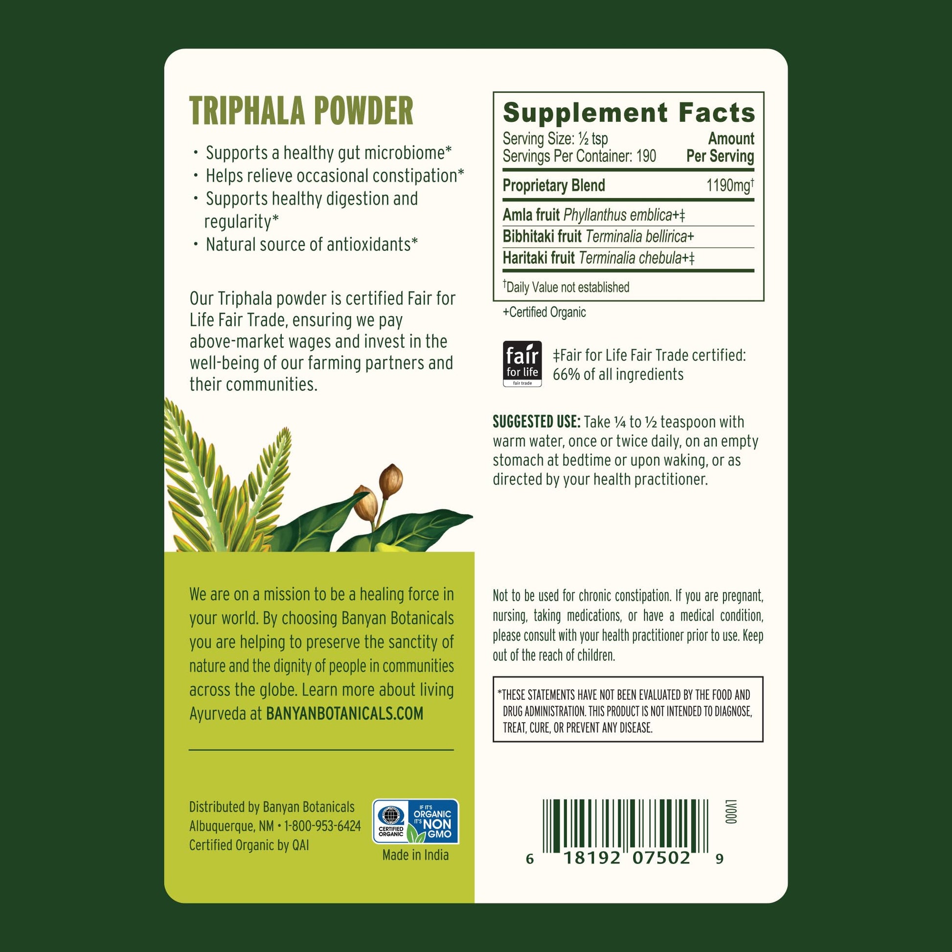 Premium eco-friendly bulk pouch packaging of Banyan Botanicals organic supplement