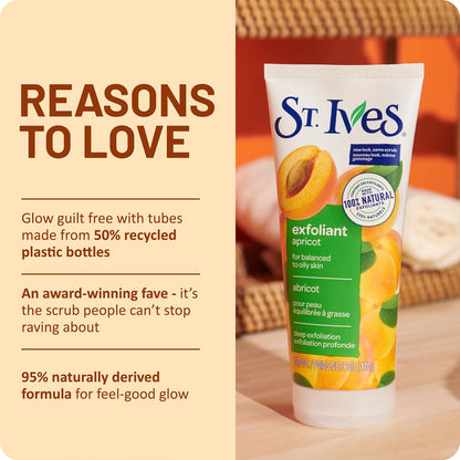 St. Ives apricot scrub ingredients list and usage directions on tube back