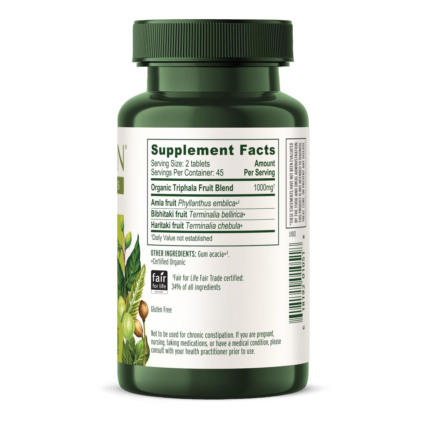 Amla haritaki and bibhitaki blended organic tablets by Banyan Botanicals for regular elimination