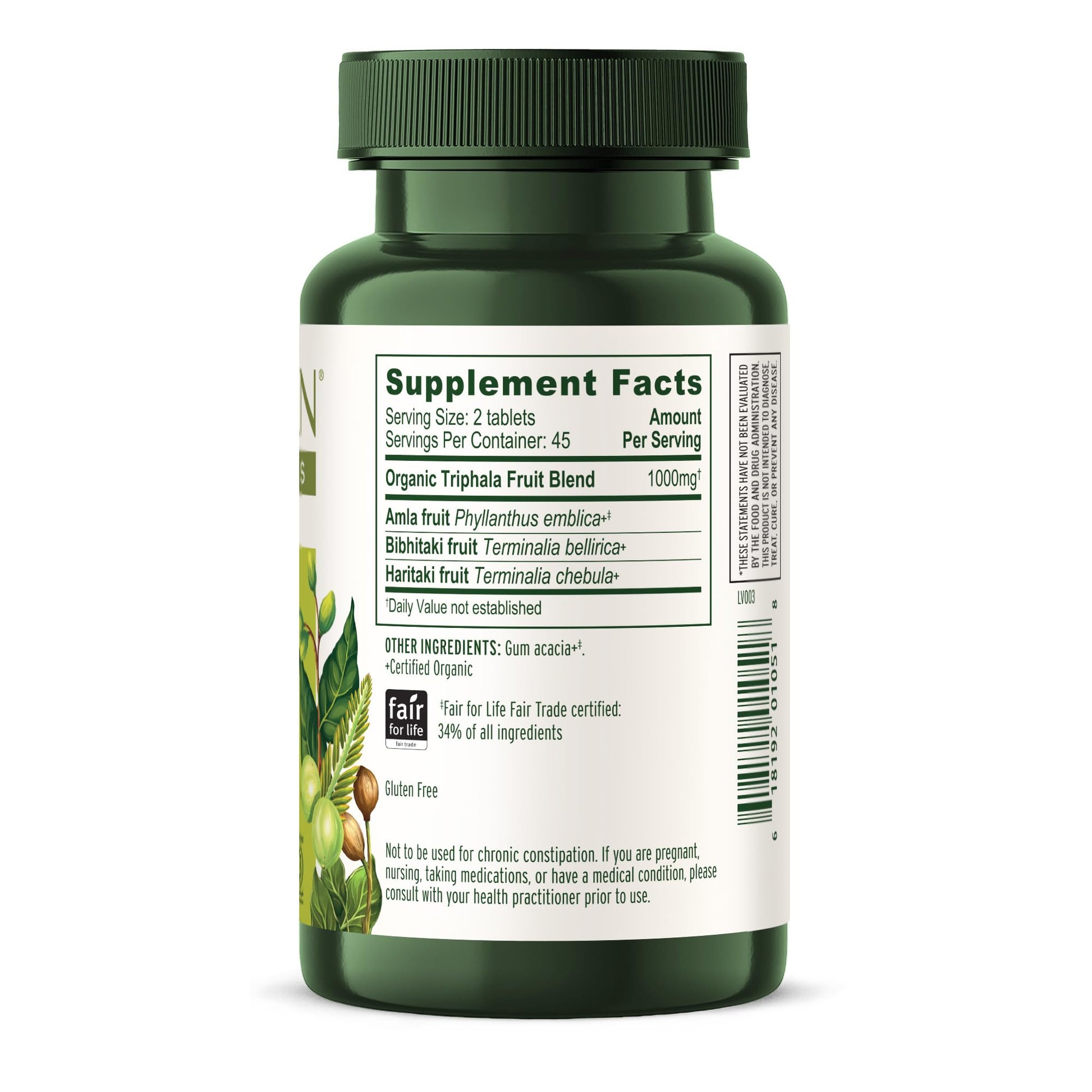 Amla haritaki and bibhitaki blended organic tablets by Banyan Botanicals for regular elimination