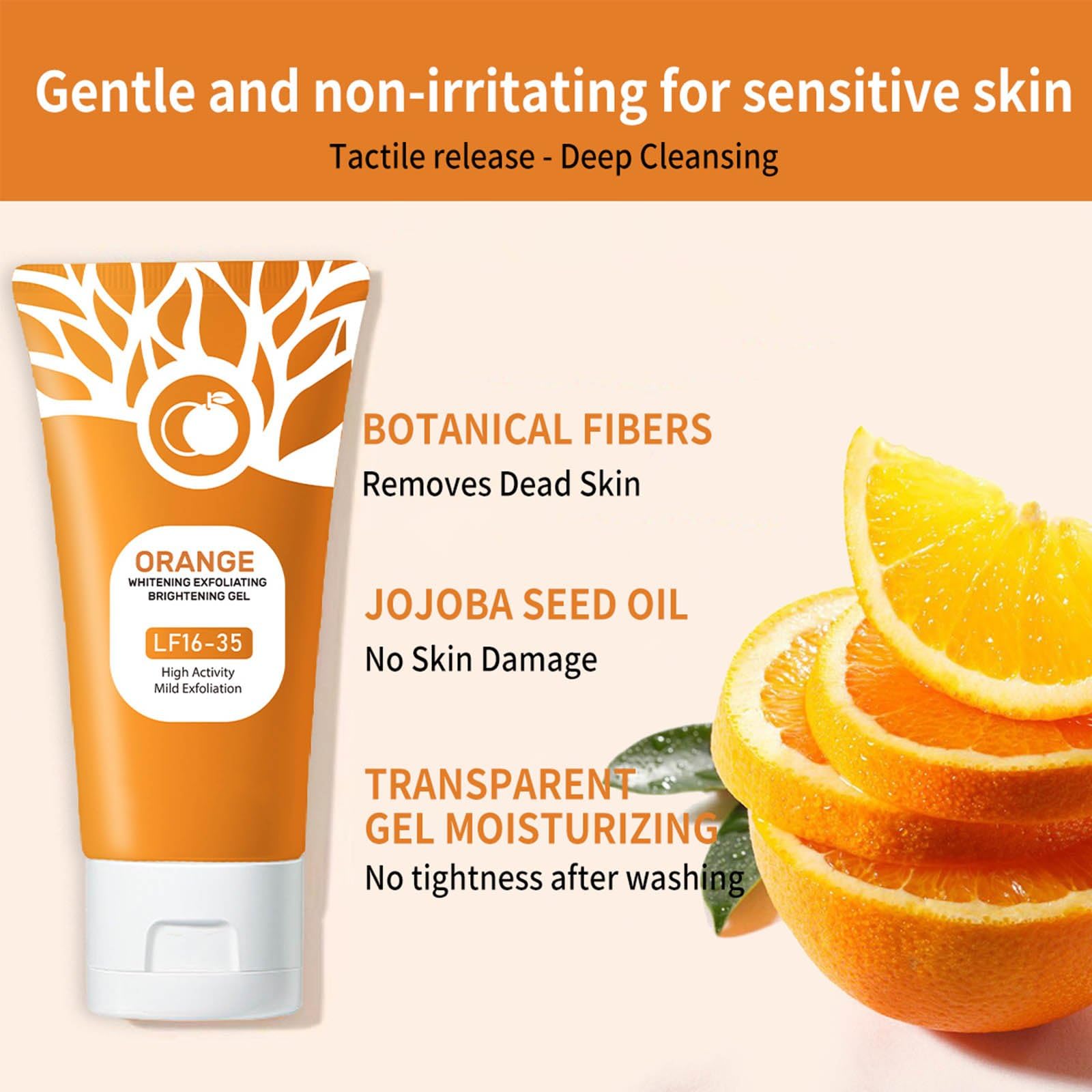 Authentic USA imported orange enzyme peeling gel bottles side by side for brightening