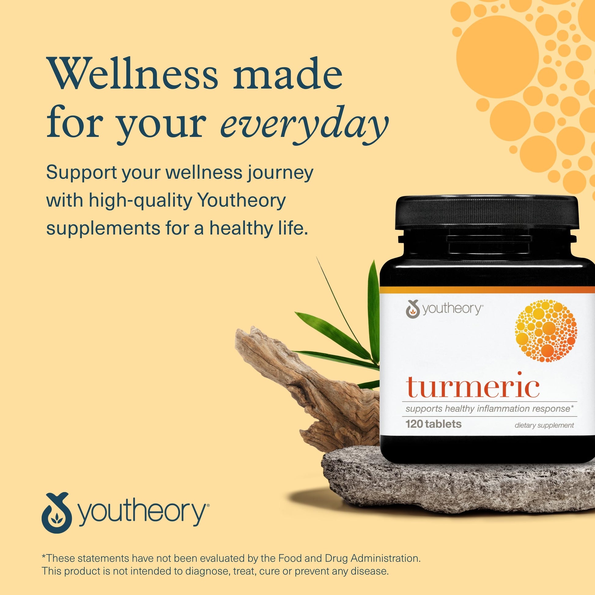 Full product presentation of Youtheory Turmeric with BioPerine black pepper highlighting verified quality seals.
