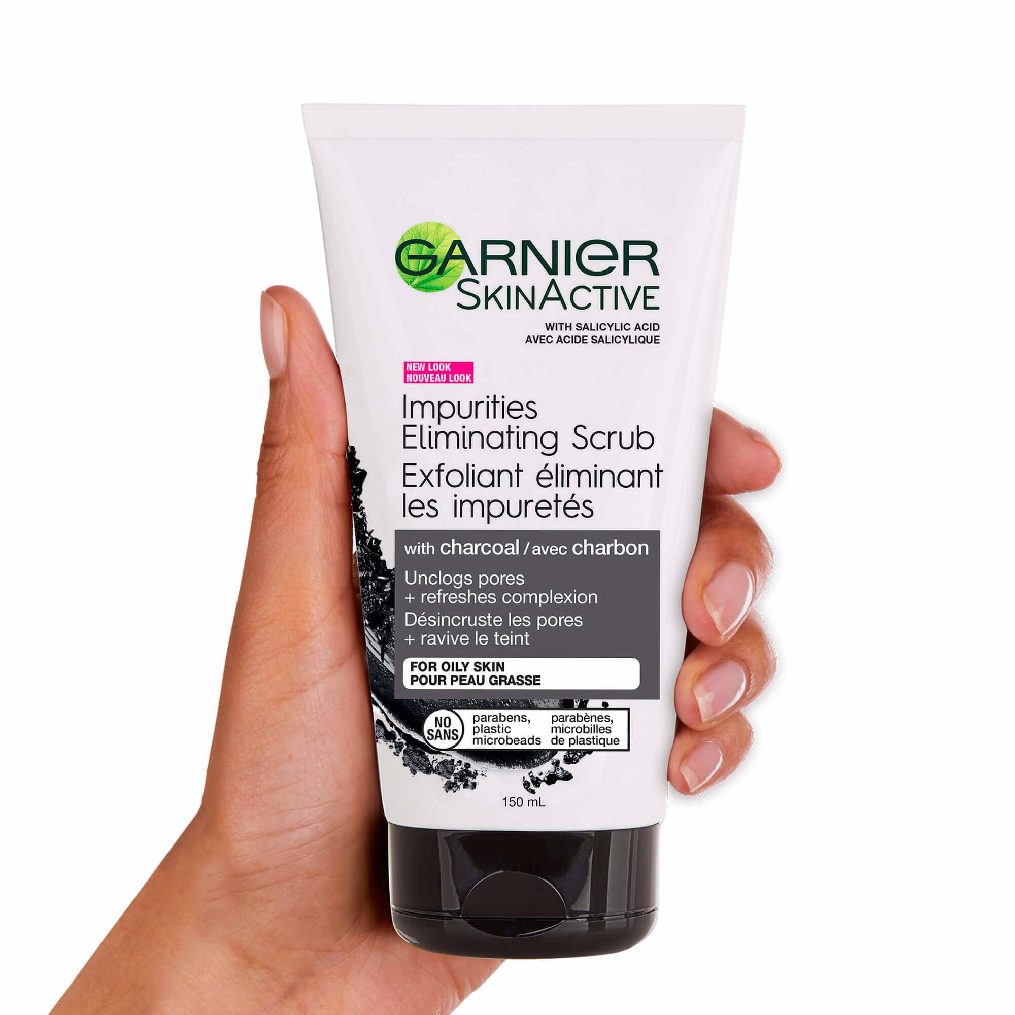 Texture shot of the black gel exfoliator with fine microbeads