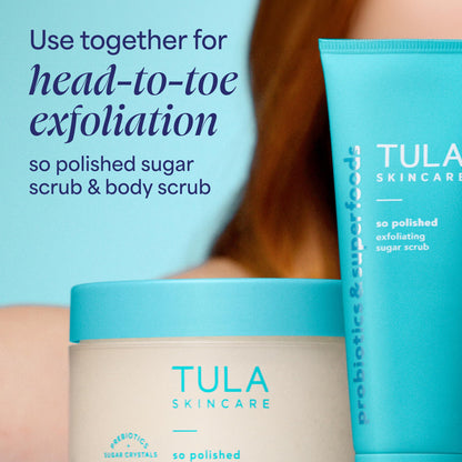 Unboxed authentic USA imported Tula Skincare face scrub highlighting the tropical afterglow theme