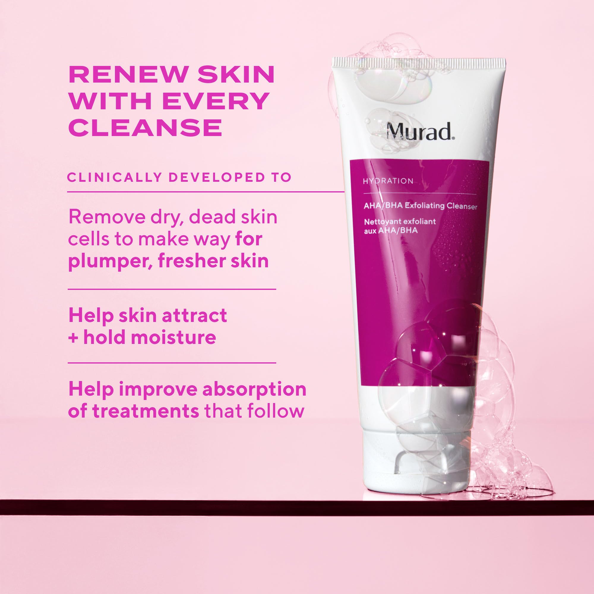 Murad triple action face wash creamy texture with jojoba beads
