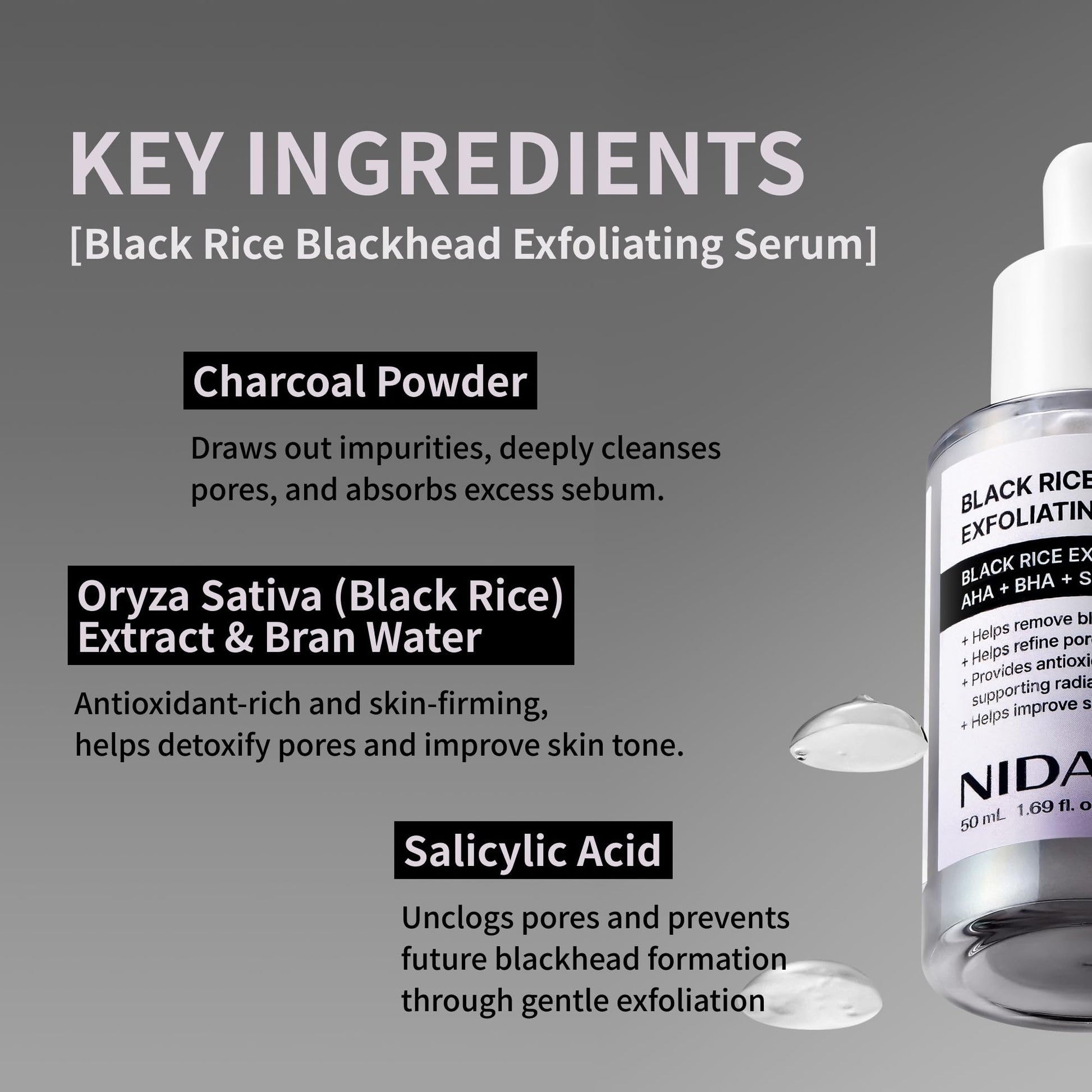 Lightweight texture of NIDA daily soft exfoliating serum being dispensed