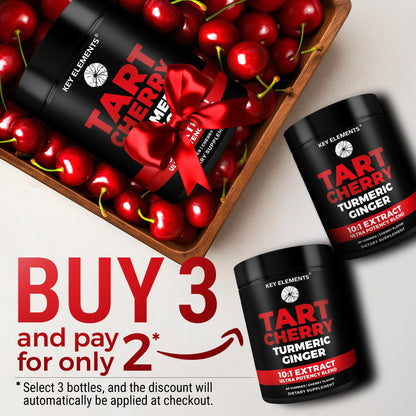 Key Elements Tart Cherry 60 count dietary supplement bottle labels