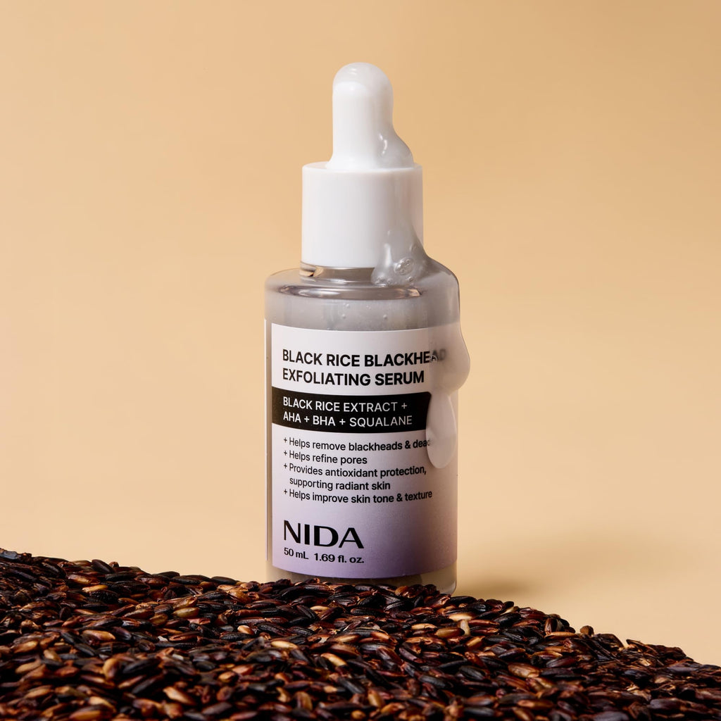 NIDA Black Rice Blackhead Exfoliating Serum application process overview