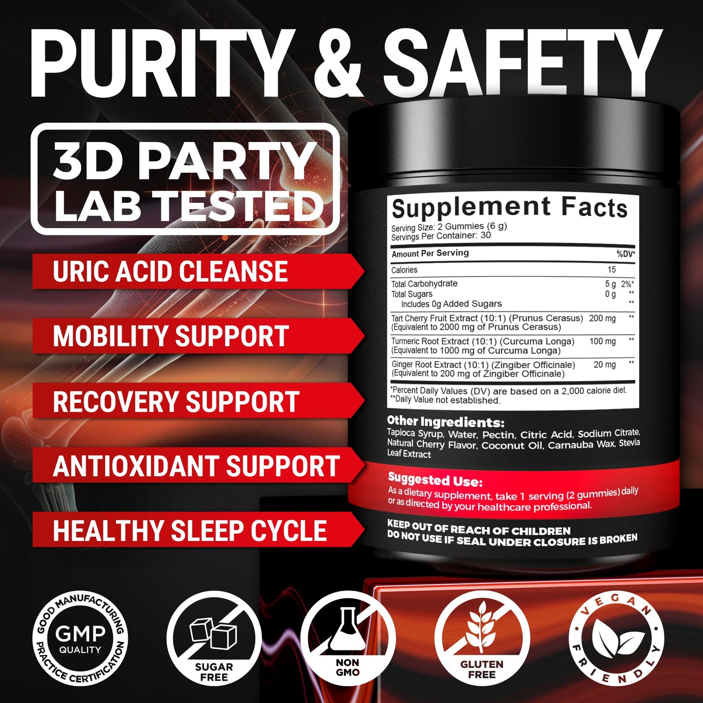 Key Elements Tart Cherry Turmeric Ginger antioxidant recovery supplement