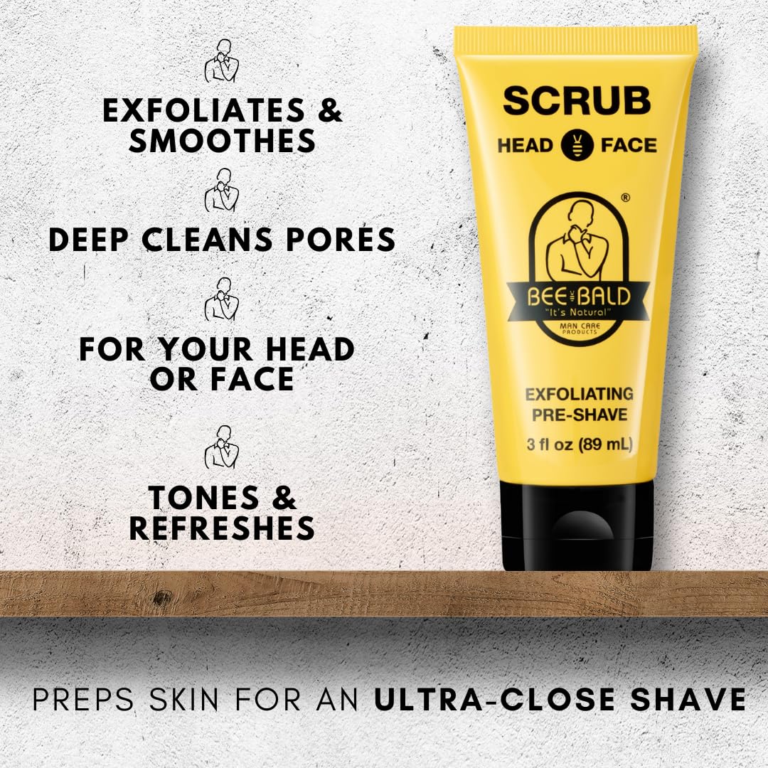 Bee Bald exfoliating scrub for bald head maintenance
