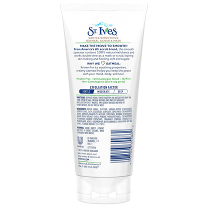 St. Ives 2-in-1 oatmeal face scrub and moisturizing mask tube back details