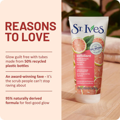 Authentic USA imported St. Ives skin brightening scrub tube close up.