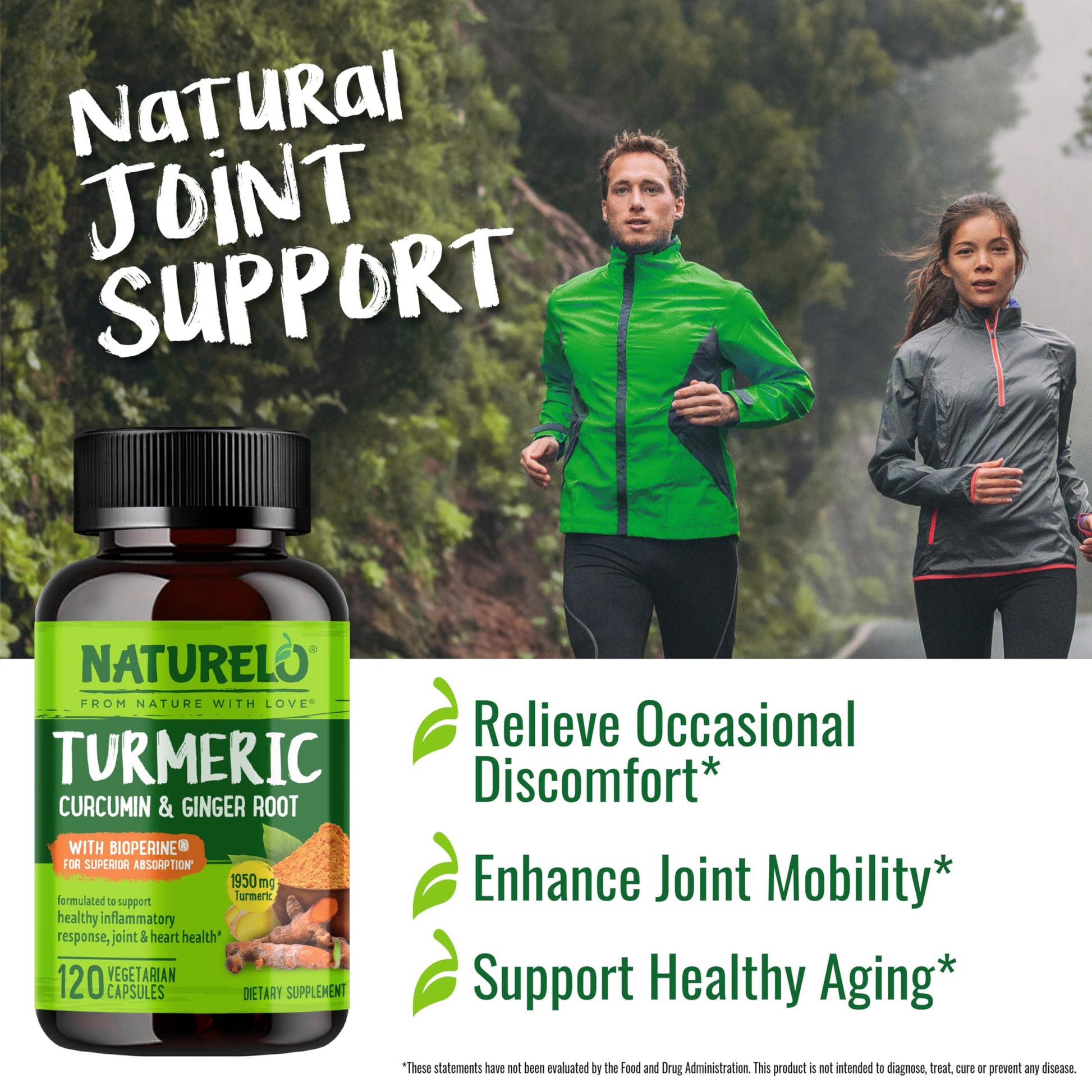 NATURELO joint care formula with BioPerine for enhanced absorption.