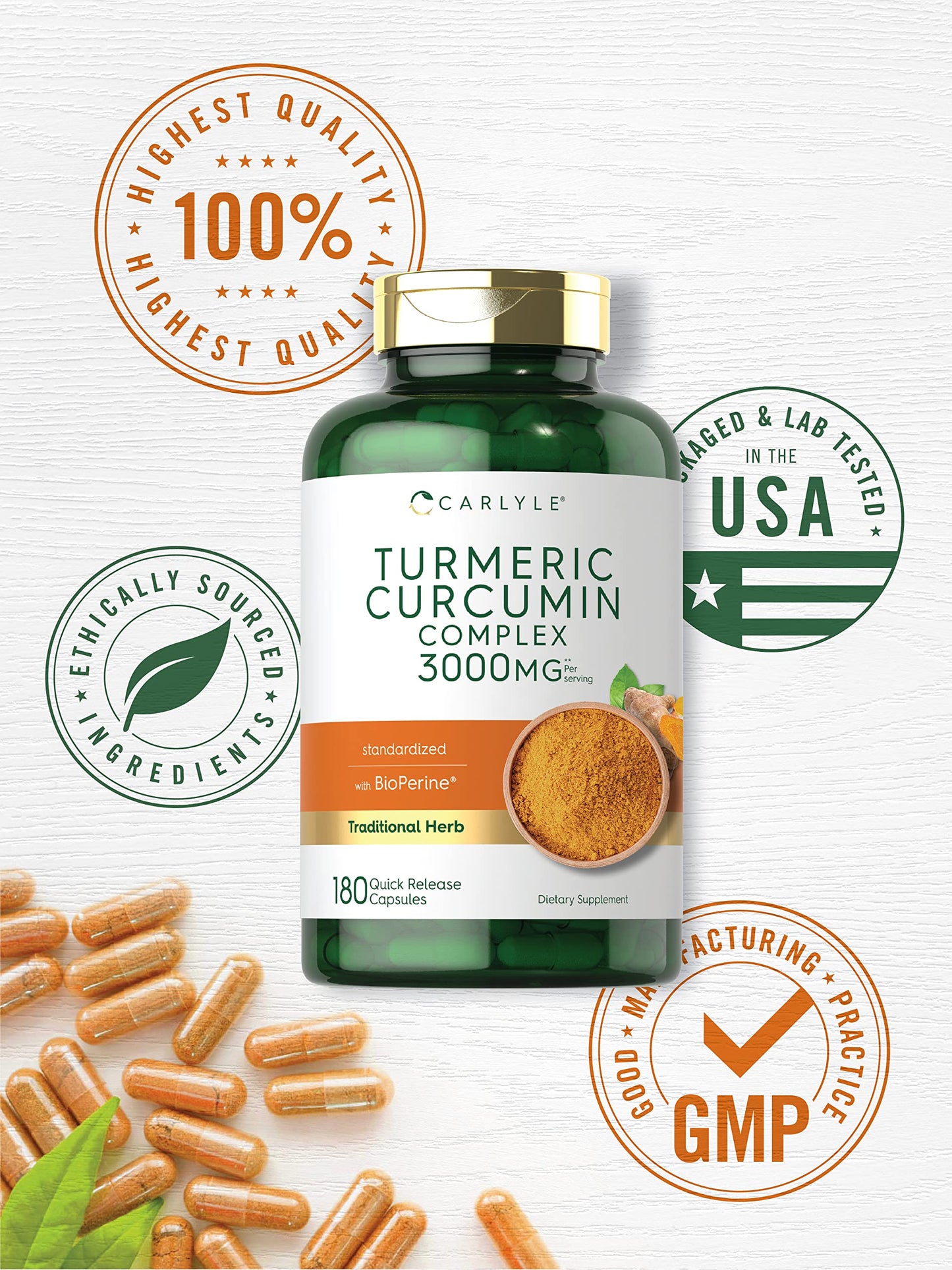 Carlyle Turmeric Curcumin joint support and antioxidant wellness supplement