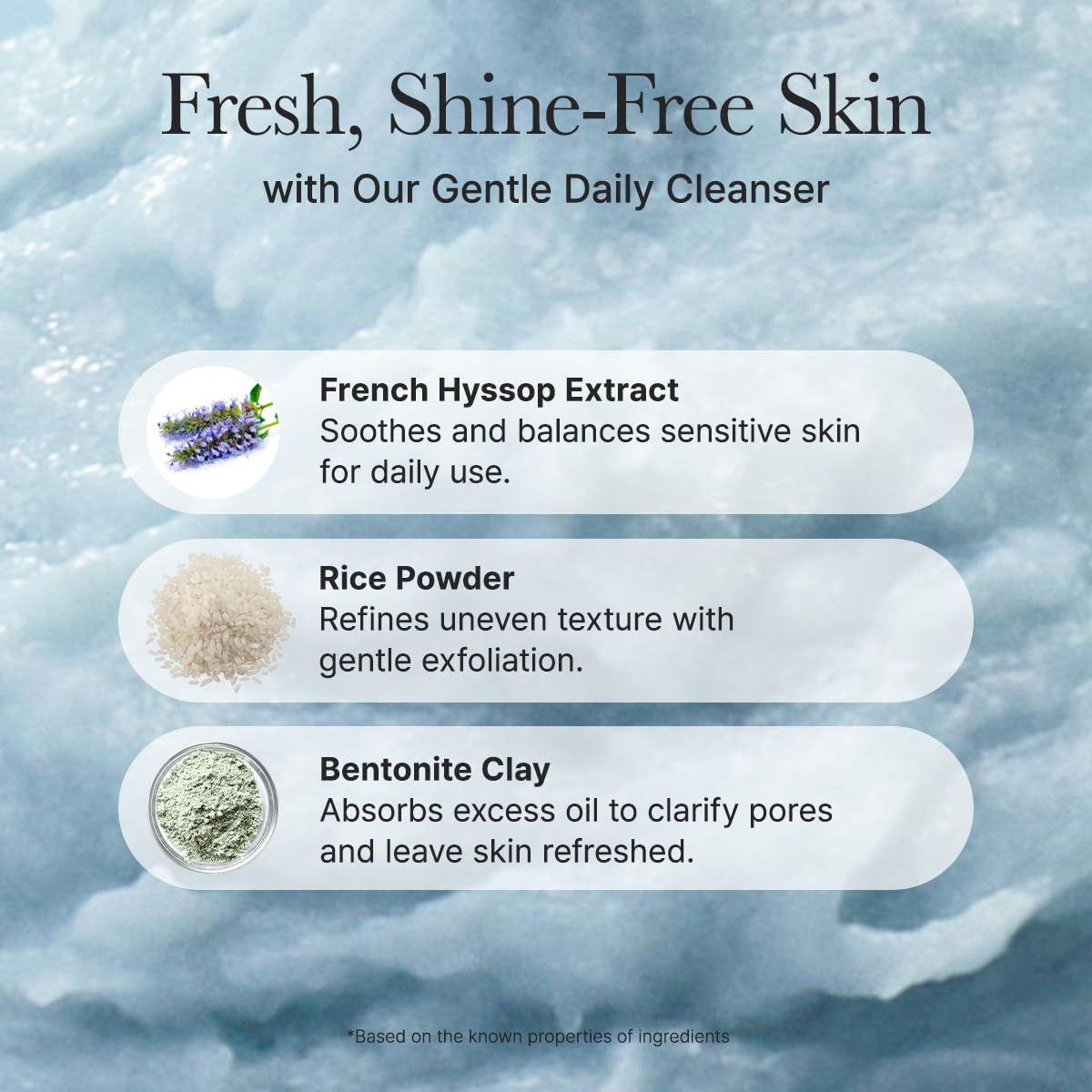 Texture closeup of ARENCIA hyssop rice mochi cleanser paste.