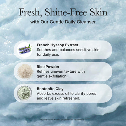 Texture closeup of ARENCIA hyssop rice mochi cleanser paste.