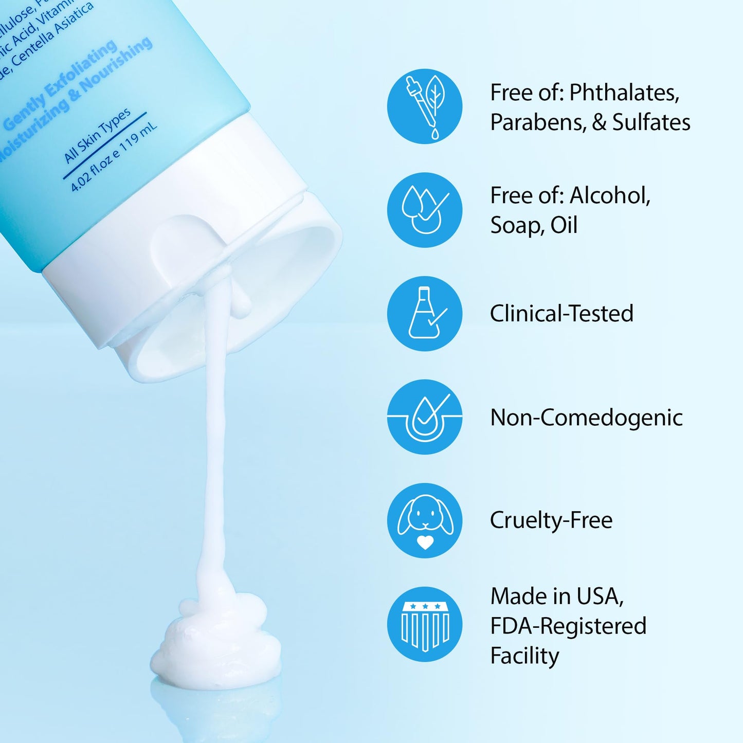 Ebanel exfoliating face and body wash gel set against a clean background