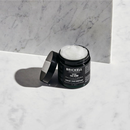 Brickell men's deep exfoliating facial cleanser product label and ingredients view