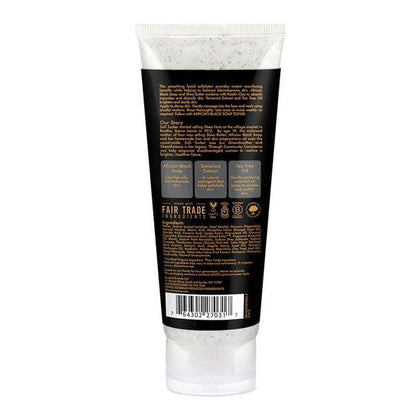 Imported USA SheaMoisture black soap scrub squeeze tube texture closeup