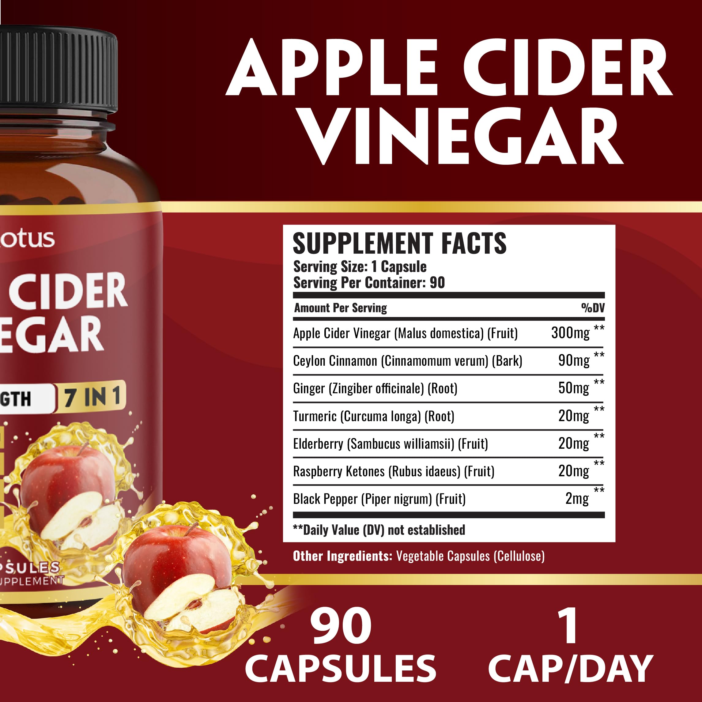Zolotus apple cider vinegar with ginger and turmeric supplement facts label details
