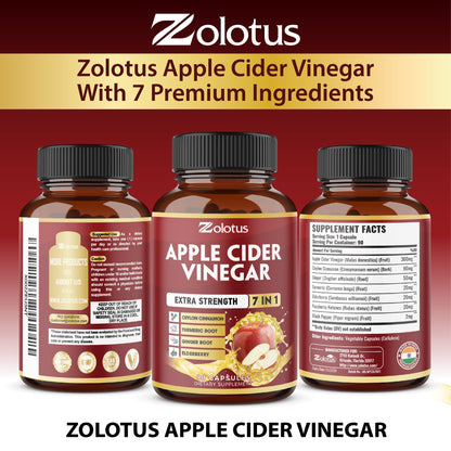 Zolotus authentic USA imported apple cider vinegar dietary supplement packaging