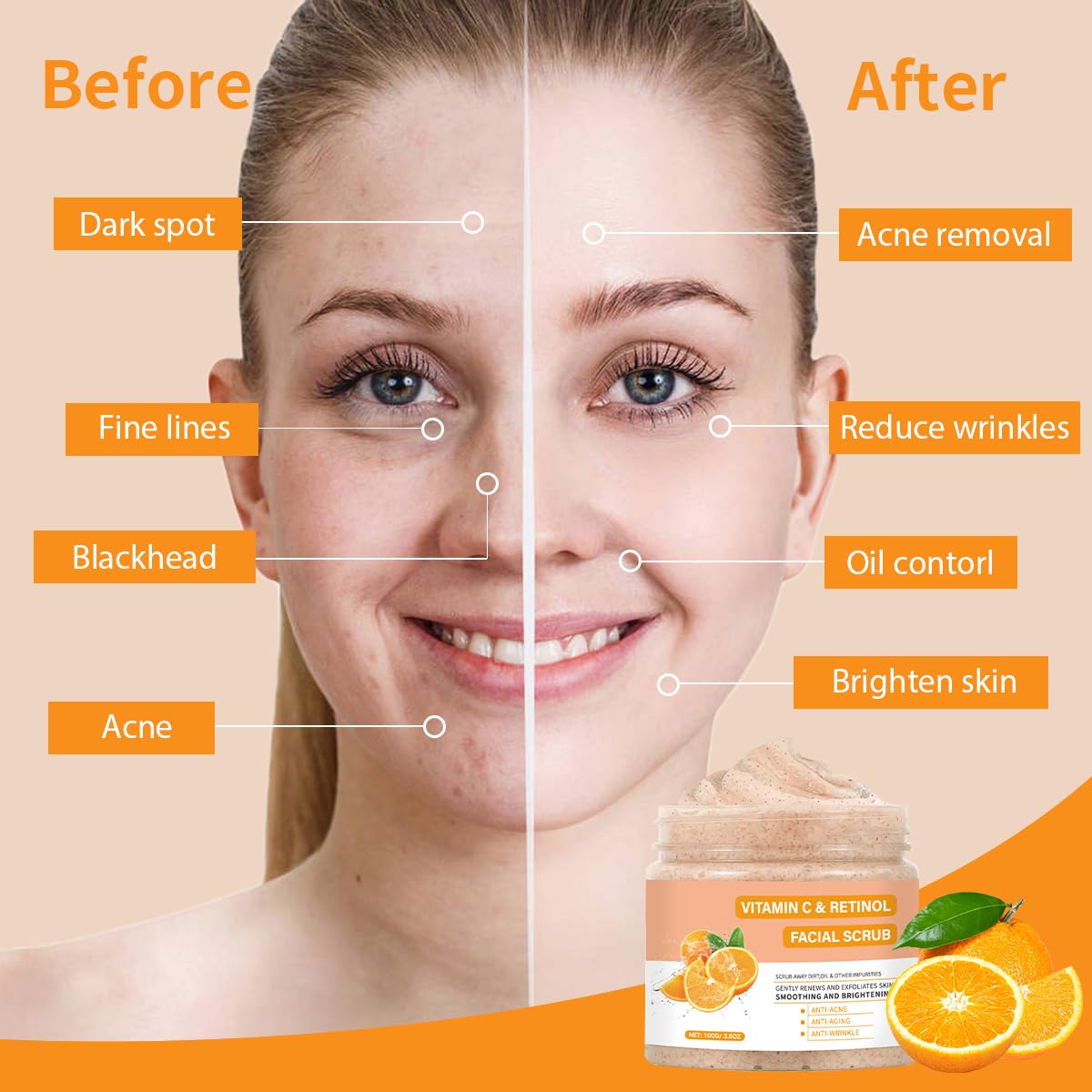 Tamoskiny exfoliating facial wash with Retinol cream texture close up