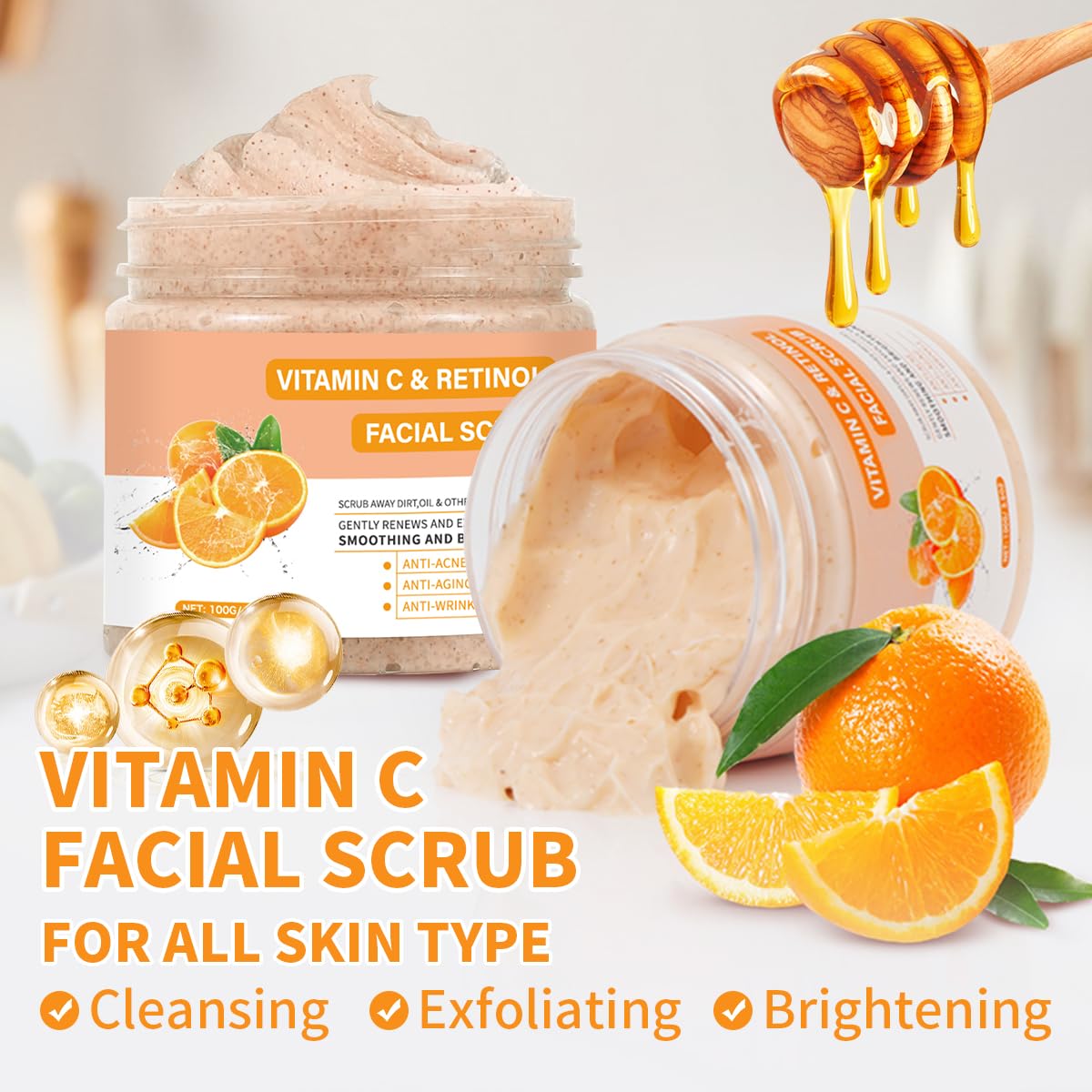 Tamoskiny dual action deep cleansing face scrub packaging details