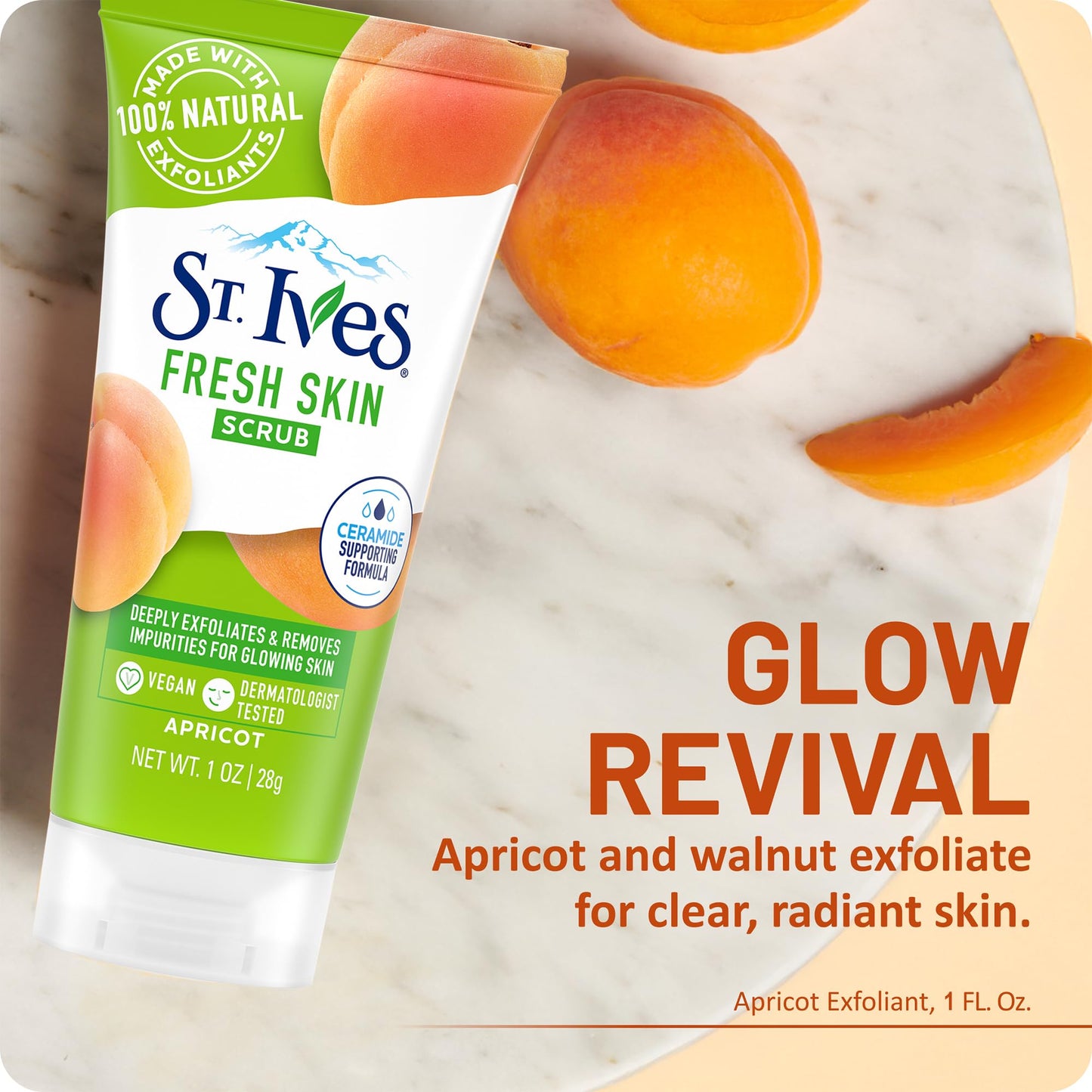 Authentic St. Ives apricot facial exfoliant with natural walnut shell powder