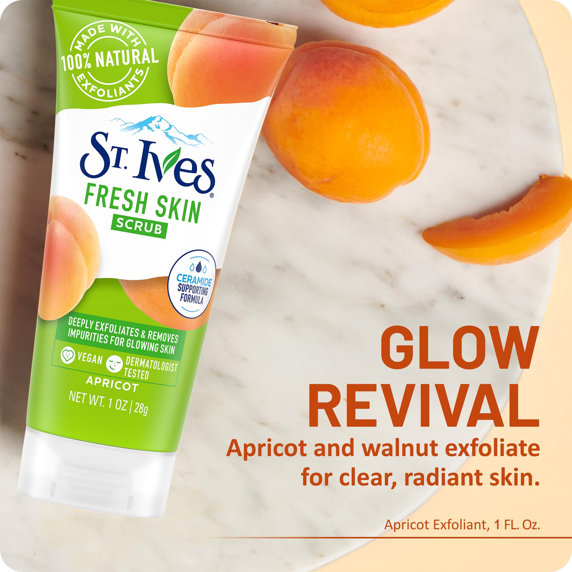 Authentic St. Ives apricot facial exfoliant with natural walnut shell powder