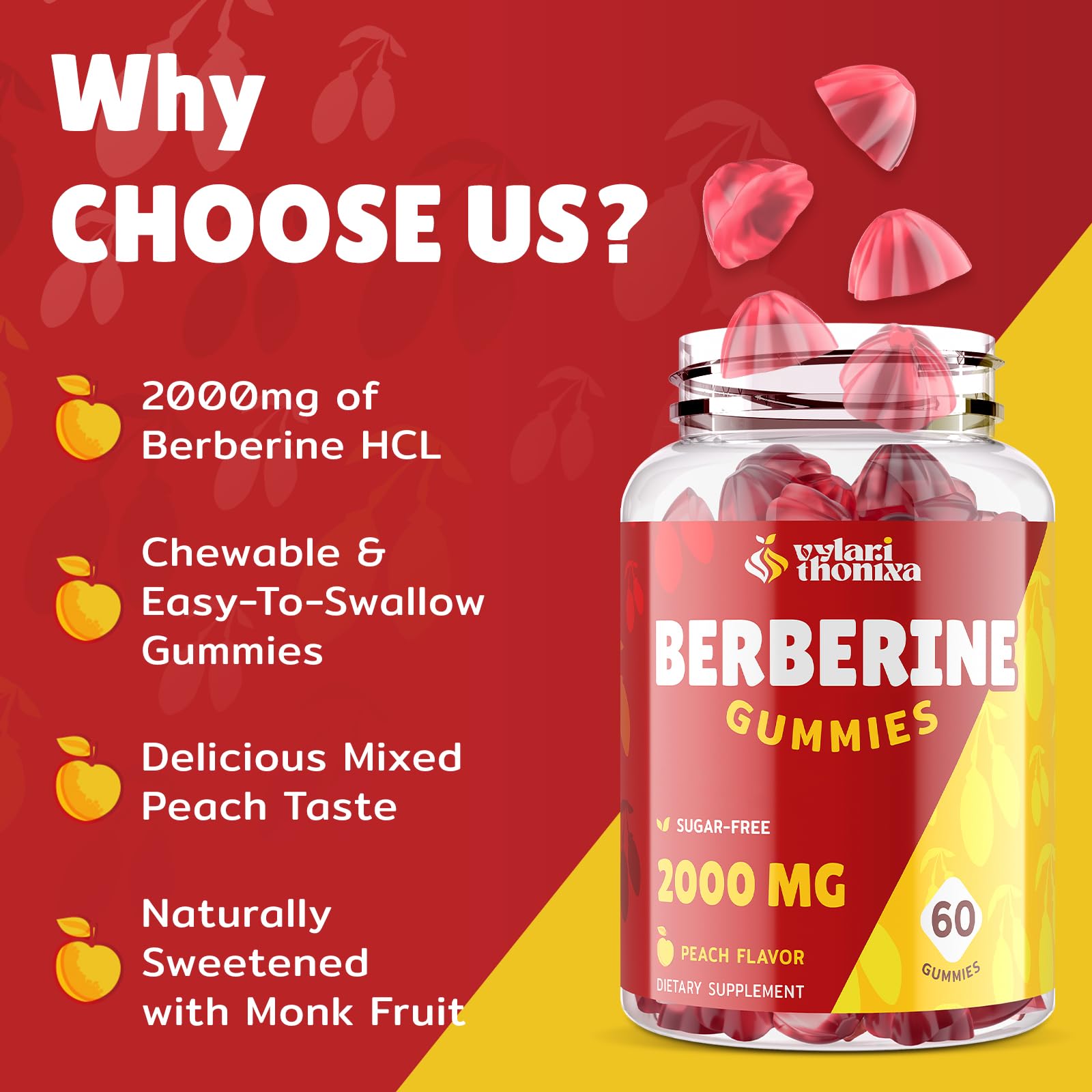 Vylarithonixa peach flavor gluten free berberine supplement details