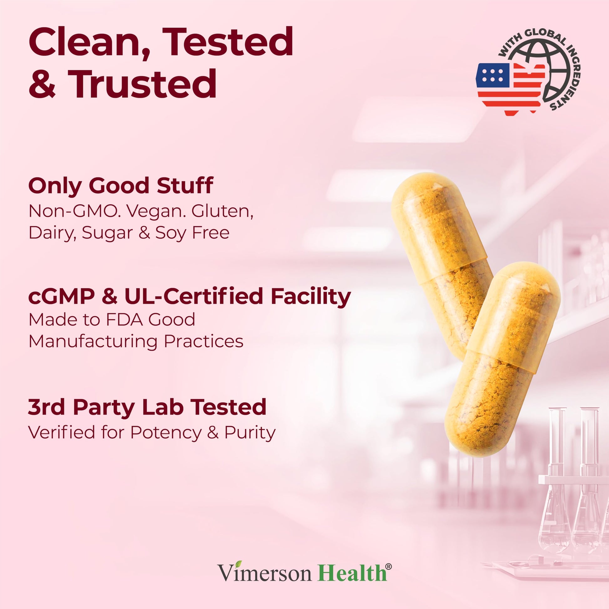 Side view of Vimerson Health non-GMO gluten-free vegan joint comfort supplement packaging.