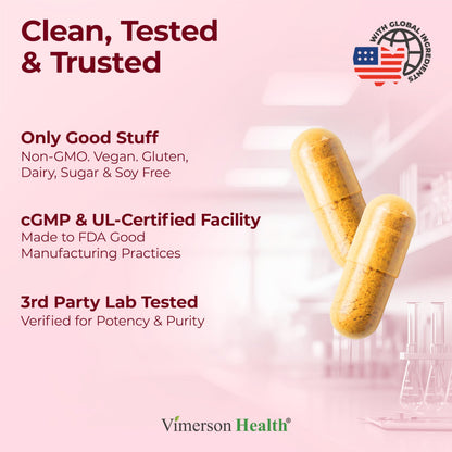 Side view of Vimerson Health non-GMO gluten-free vegan joint comfort supplement packaging.