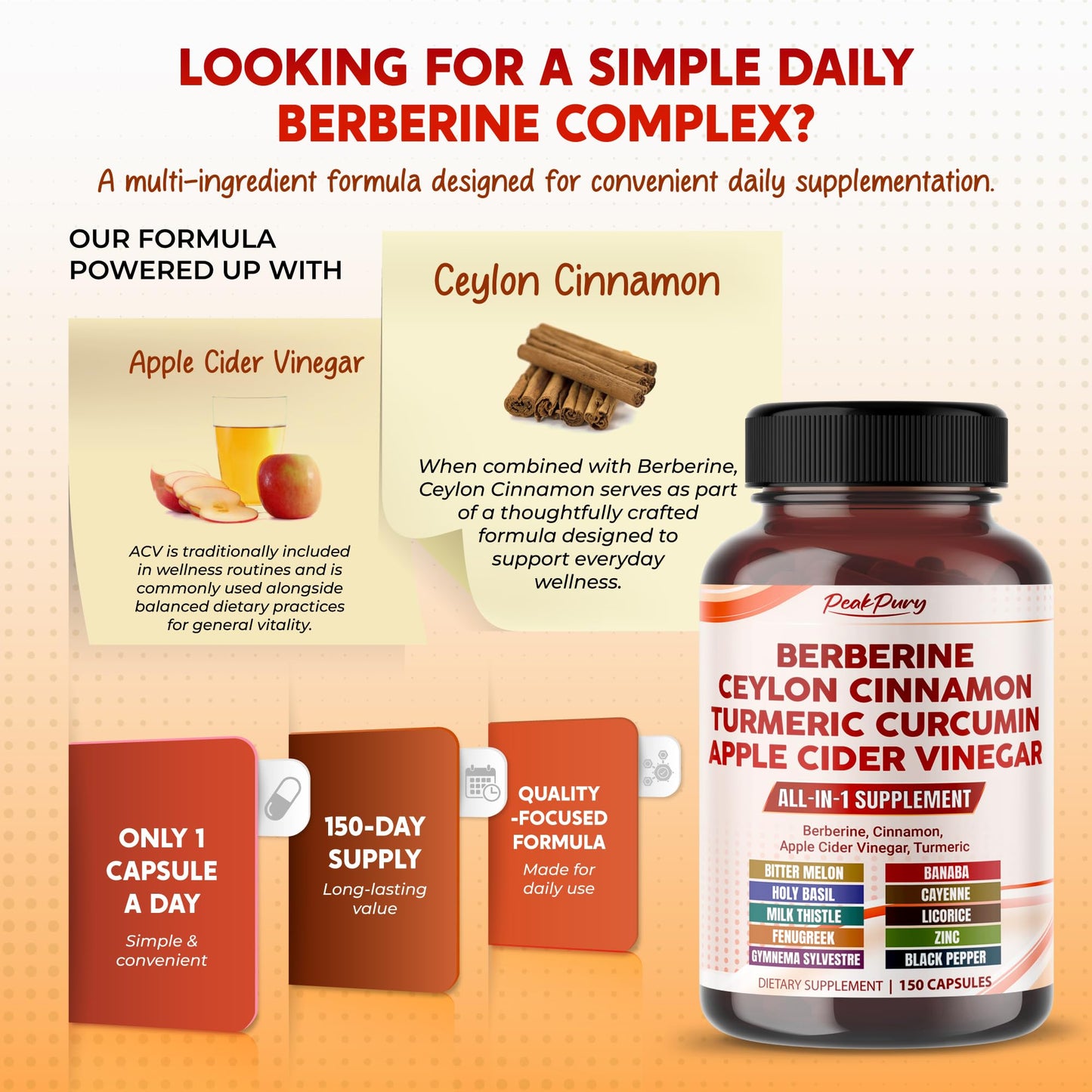 PEAKPURY berberine vegetarian capsules close up view showcasing product purity details
