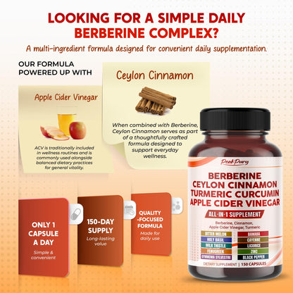 PEAKPURY berberine vegetarian capsules close up view showcasing product purity details