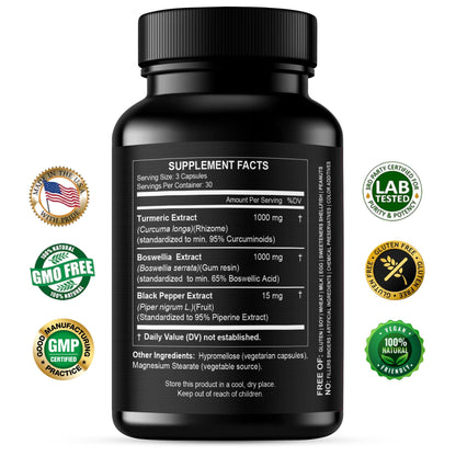 HCL Herbal Code Labs 2000mg extra strength anti-inflammatory capsule dietary facts label.