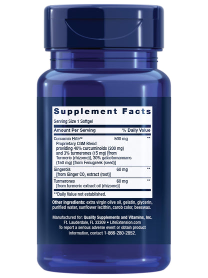 Life Extension Advanced Curcumin Elite softgels dietary supplement for inflammation health