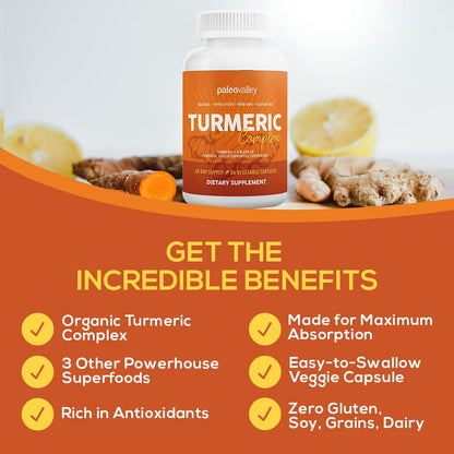 Whole-food turmeric complex blend with black pepper for absorption