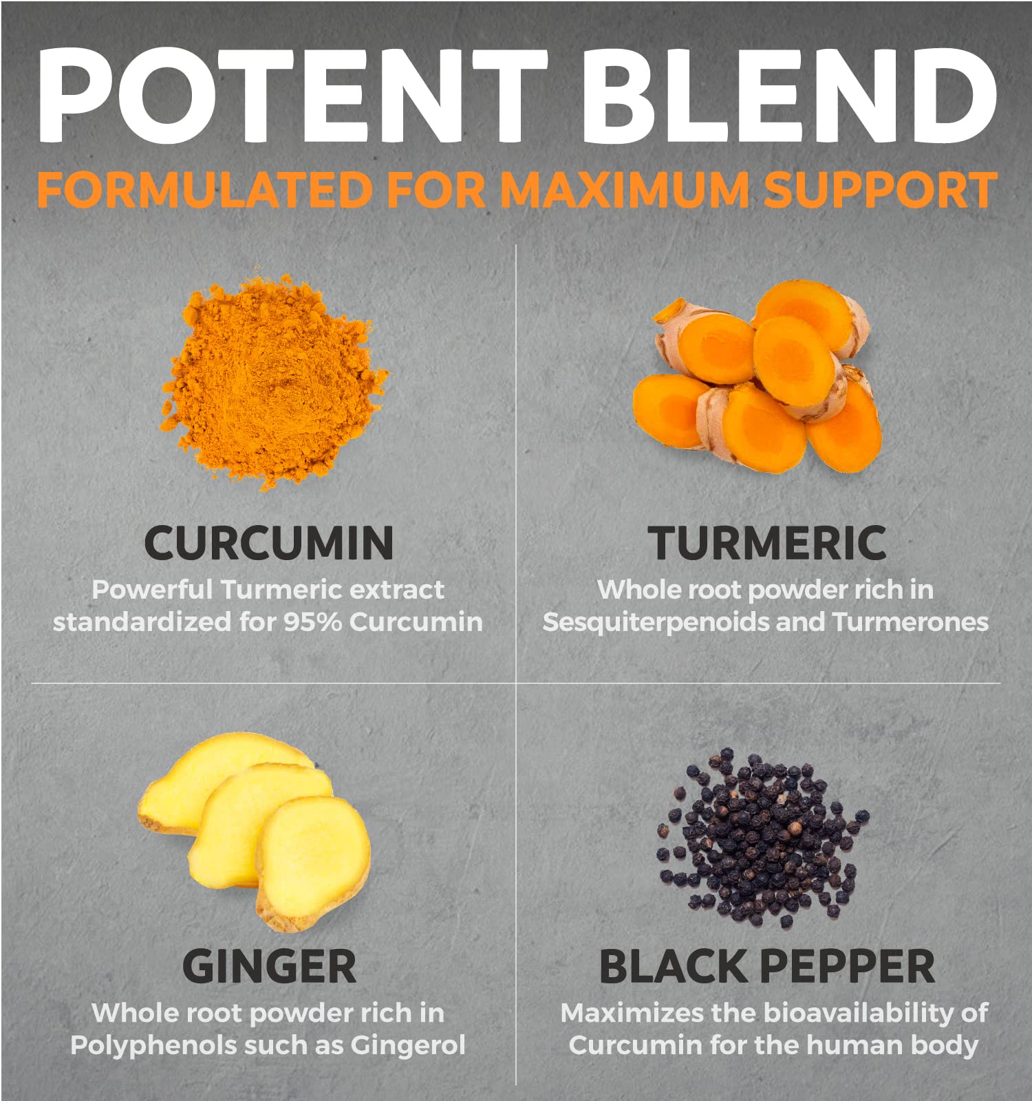 Pure Co vegan turmeric curcumin and ginger capsules supplement facts label detailing certified ingredients.