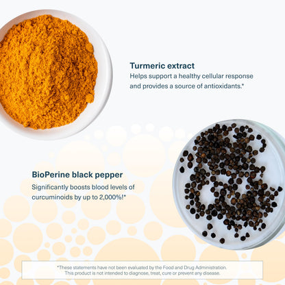 Top down look at the Youtheory Turmeric 1000mg bottle emphasizing the premium safety seal and brand identity.
