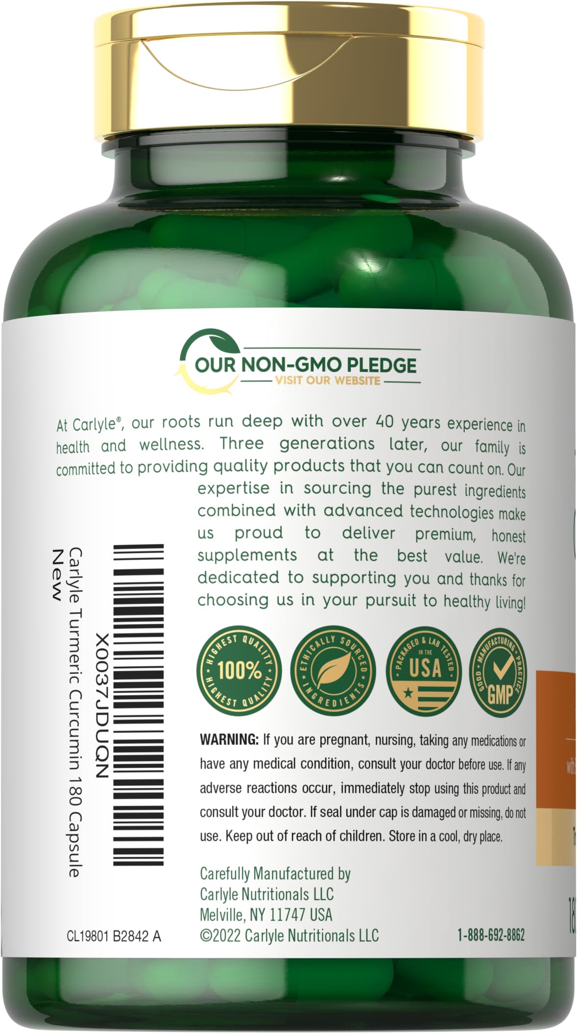 Close-up of the quick-release capsules highlighting the gold-colored turmeric extract powder blend inside.