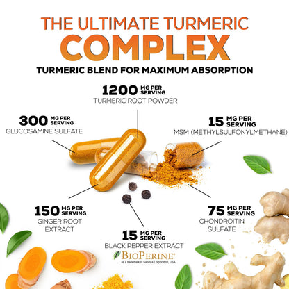 Back label view of Nature's Nutrition joint support capsules listing glucosamine ginger and msm ingredients