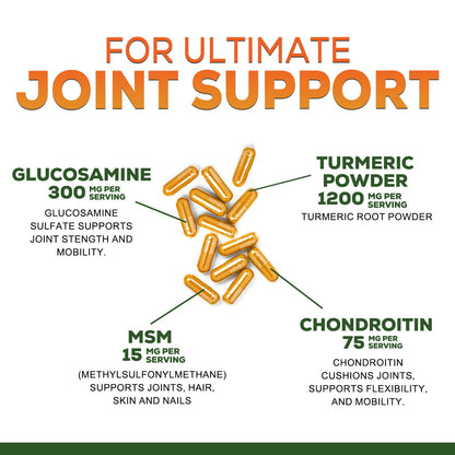 Full packaging view of Nature's Nutrition joint wellness formula with 240 capsules imported to India