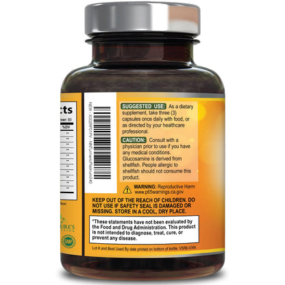Nature's Nutrition joint care complex bottle displaying BioPerine absorption enhancement technology details