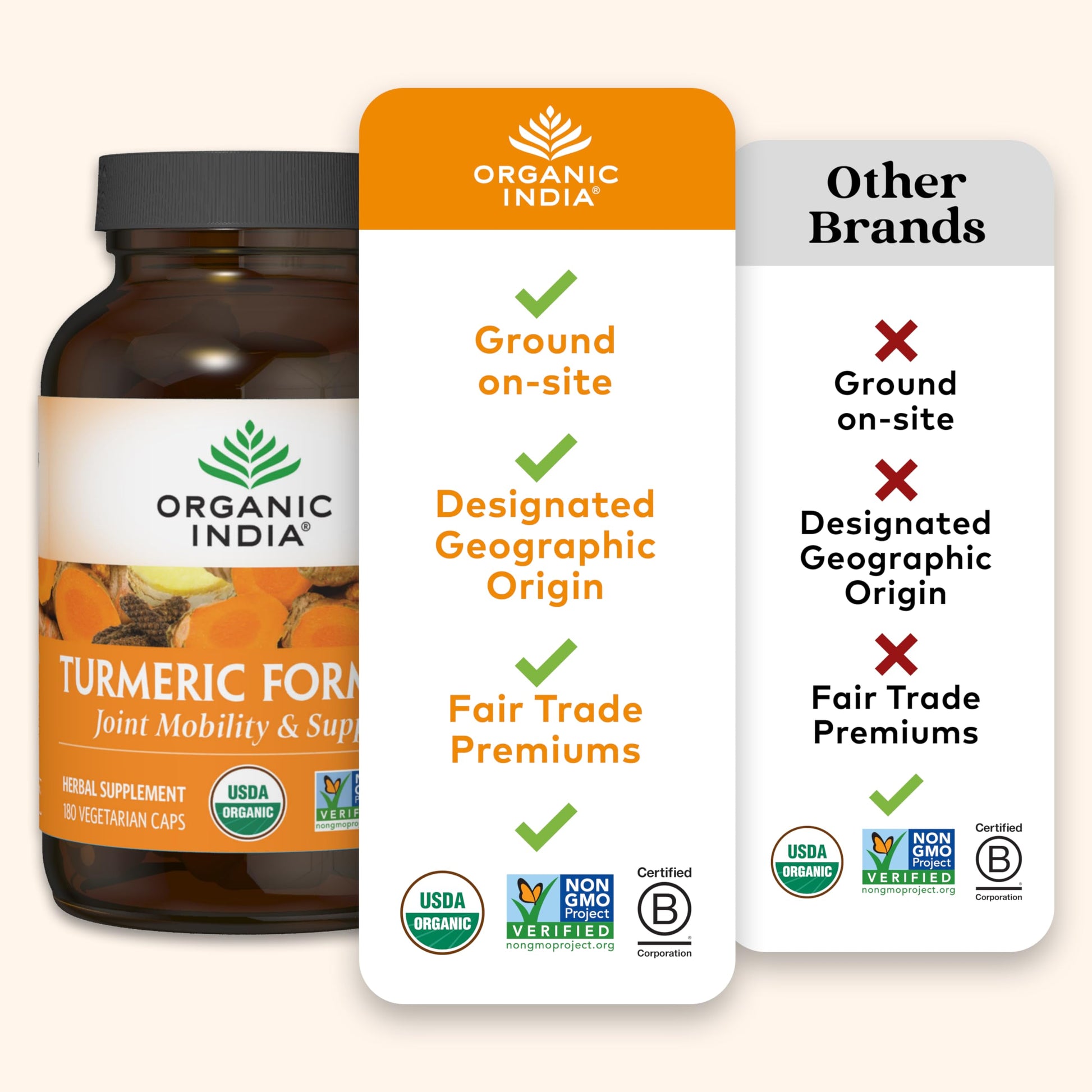 Organic India whole root turmeric curcumin supplement for immune health support