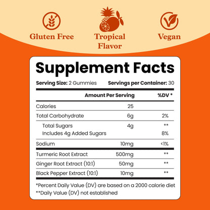 BeLive Turmeric Ginger Gummies tropical flavor health supplement packaging