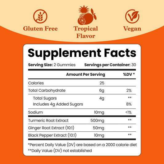 BeLive Turmeric Ginger Gummies tropical flavor health supplement packaging