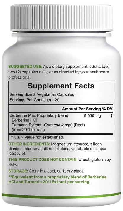 Deal Supplement Berberine Max 5000mg strength supplement highlighting the 120-day supply details.