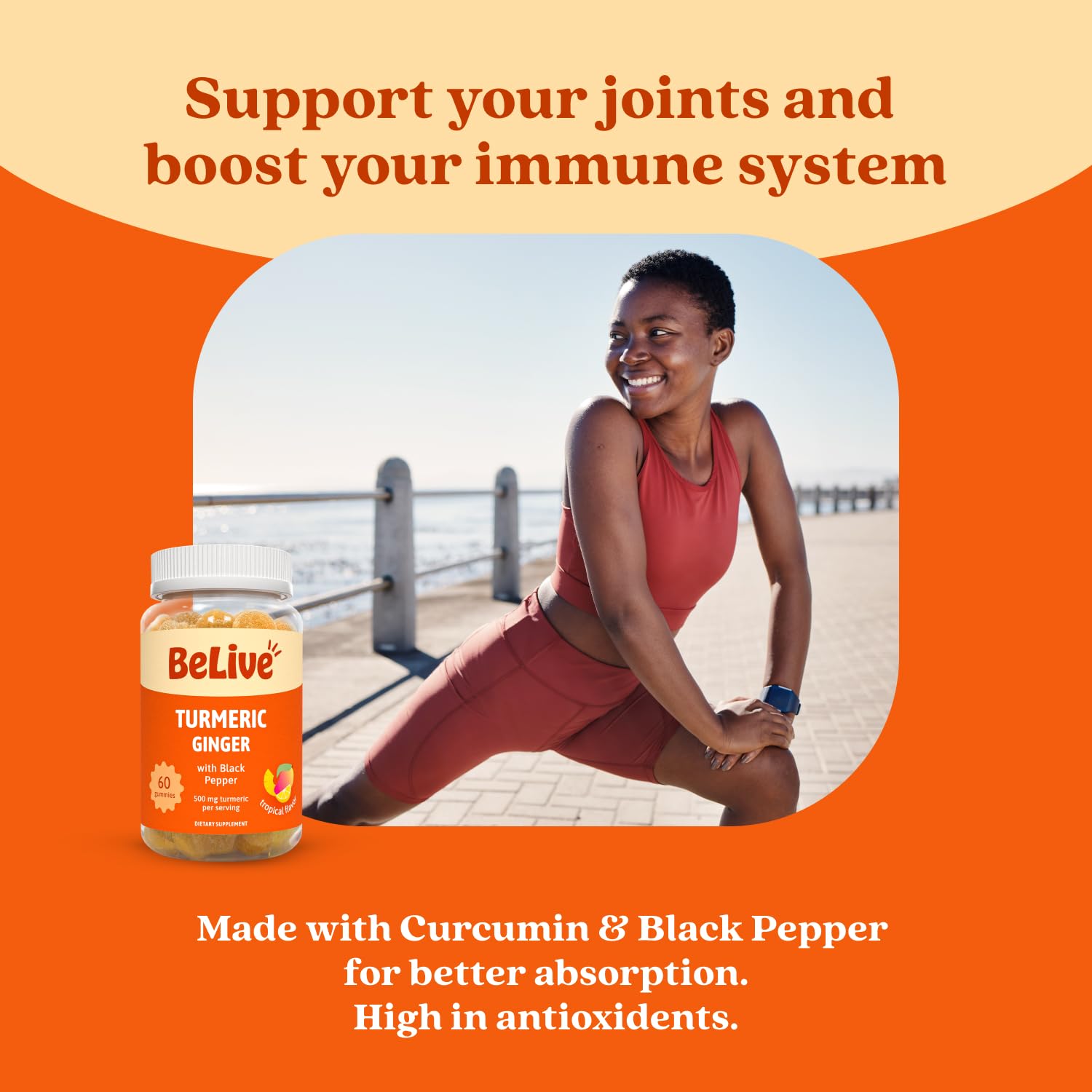 Premium BeLive imported turmeric curcumin sixty count bottle